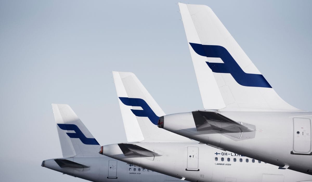 Finnair Airbus A320 family aircraft tails in lineup