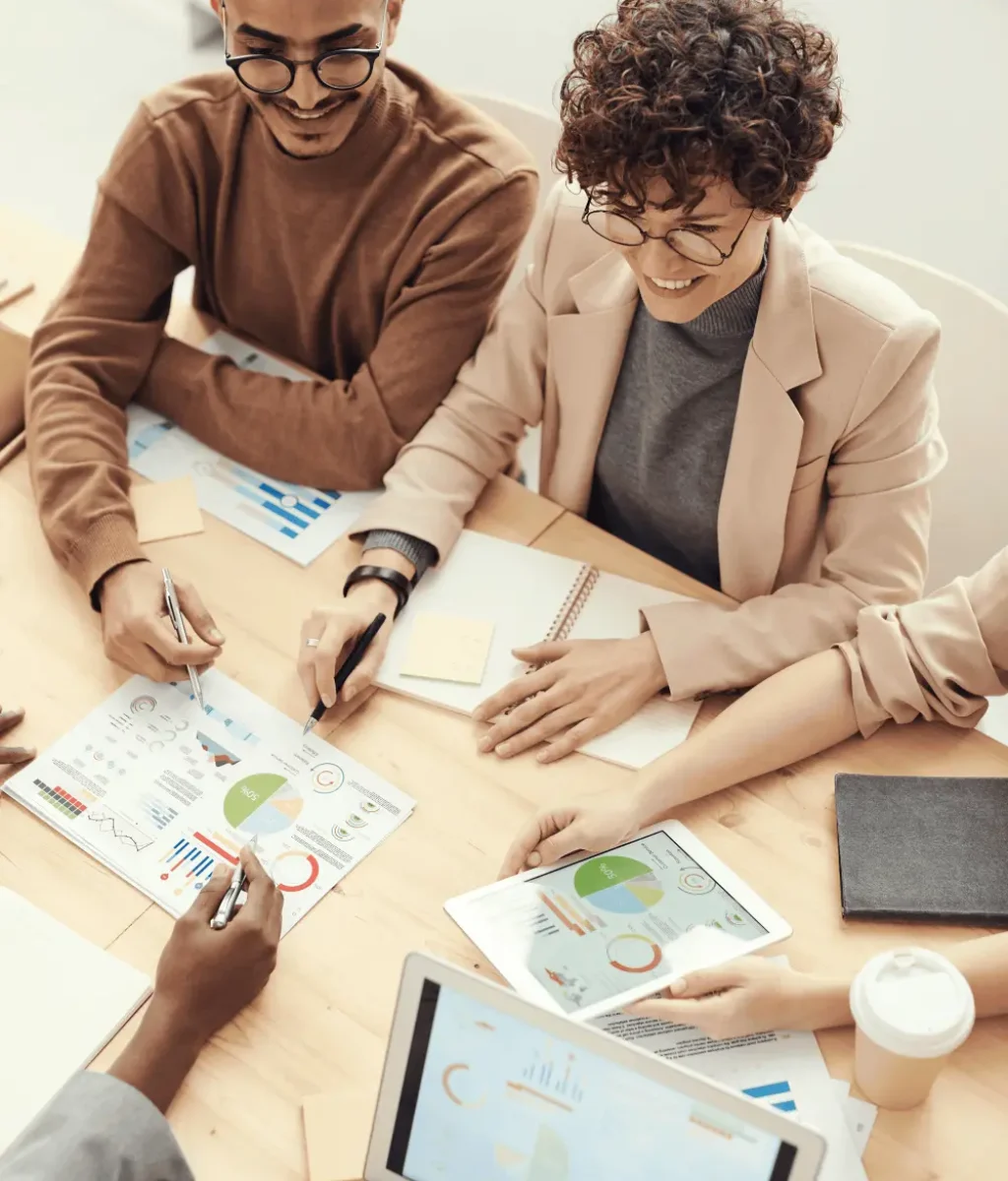 Airline professionals having a meeting